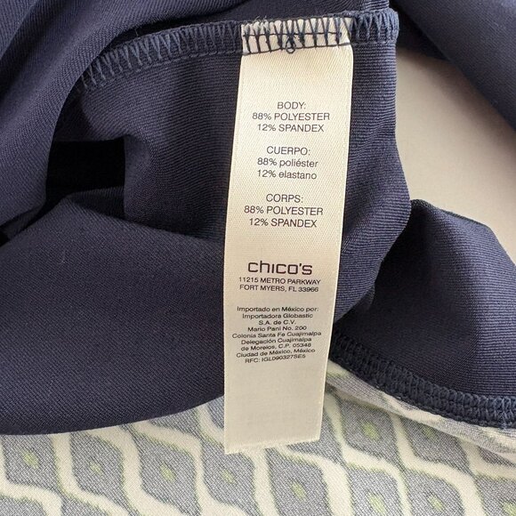 Chicos Zenergy Full Zip Hooded Jacket Size 2 US L Navy Green Geometric Print - Picture 7 of 10